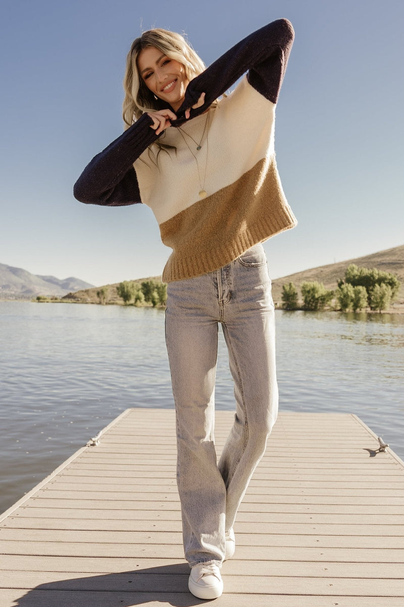 Sweater à Blocs de Couleurs pour Femme – Style Tendance