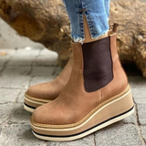 Bottes à Semelle Compensée avec Élastique et Plateforme Chic