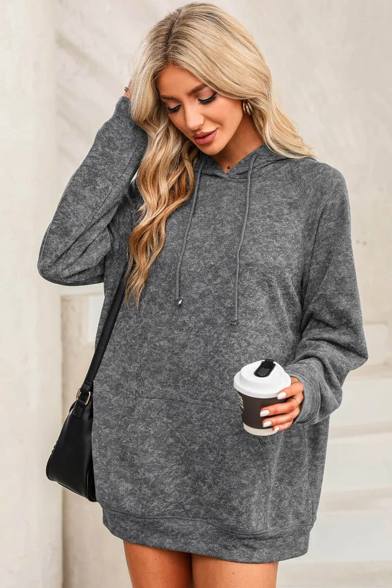 Sweat à Capuche Gris avec Poche Kangourou et Cordon Ajustable – Style Décontracté