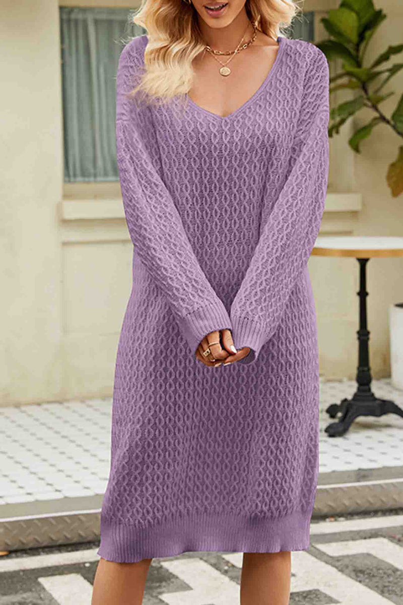 Robe Longue pour Femme en Couleur Unie avec Col Échancré