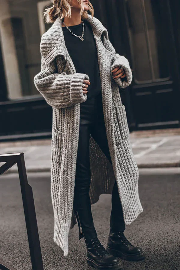 Gilet Midi Oversize pour Femmes, Chaud avec Boutons et Poches