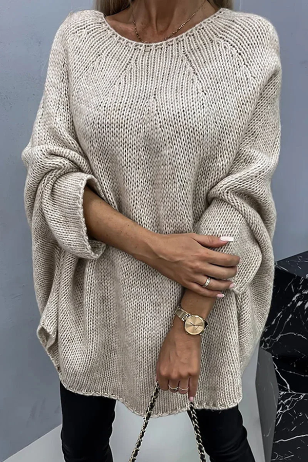 Pull Chic à Col Rond pour Femme – Style Décontracté et Élégant en Couleur Unie