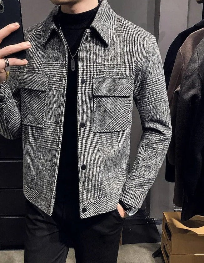 Blouson Homme Classique à Carreaux – Chic et Polyvalent