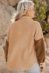 Manteau Camel en Sherpa avec Poches et conception Bicolor